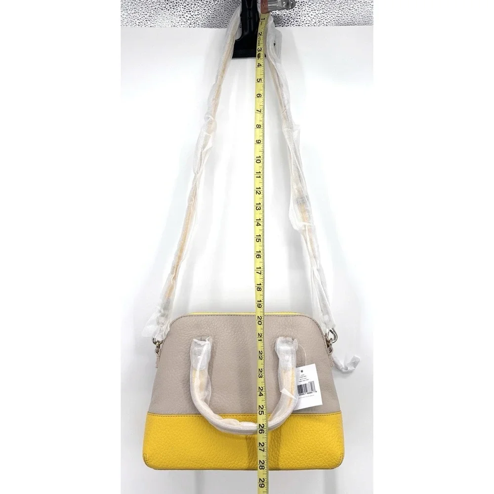 Kate Spade Grove Court Maise Pebbled Leather Satchel Crossbody Beige Yellow NWT